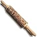 Snowflake Rattan Rolling Pin Wooden Rolling Pin - Christmas Wooden Rolling Pin with Flower Embossing for Baking Embossed Cookies (43x5cm/16x1.9inches)