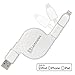 Lenmar 2 in 1 Retractable Charge and Sync Micro USB Cable and Lightning Adapter Tip - White