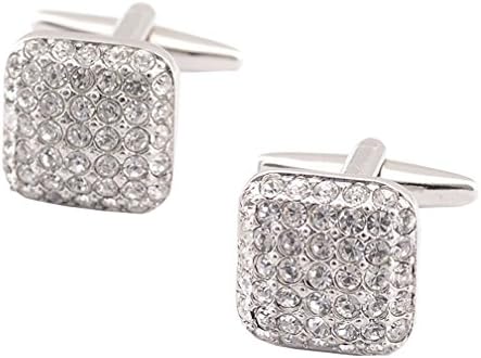 FB Cuff Links Polished Finish Stainless Steel Luxury Look With Shiny Crystal Stone