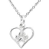Sterling Silver Tiny Heart Charm with Paw Print Necklace,18" (shiny)