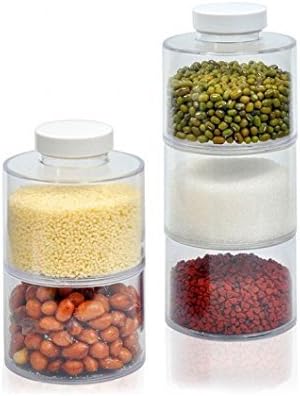 JEEJEX 6 self-stacking spice bottles create highly colorful decorative storage space with minimum volume. Great space saving alternative to a spice rack. Spice Tower Carousel, organizer use for a spice organizer or kitchen, Space Saving Kitchen Storage Organizer for Seasoning Dried Herbs