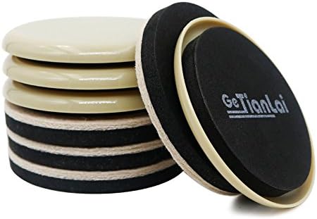 GeTianLai Furniture Sliders for Carpet Reusable Furniture Pads for Floor Furniture Mover Sliders Round 3.5 inches (4 Pieces for Carpet ,4 Pieces for Hard Surfaces)