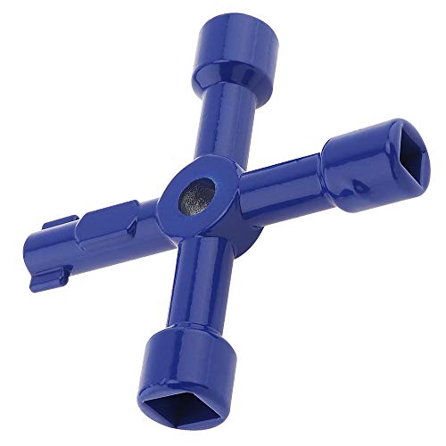 ChgImposs Multi-function Key Wrench, 4 In 1 Universal Inside Cross Triangle Plumber Blue Key Wrench for Electric Control Cabinet Train Elevator