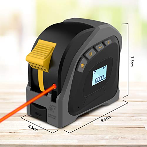 Laser Tape Measure 2-in-1, Measuring Tape, Laser Measure 131Ft, Tape Measure 16Ft, M/In/Ft - Pythagorean Distance Area and Volume - Construction Laser Measurement Tool LCD display USB Rechargeable