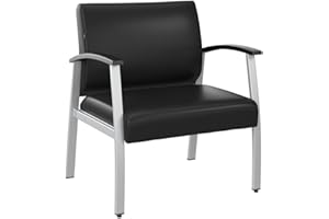 Bush Business Furniture Arrive Bariatric Waiting Room Guest Chair with Arms in Black Vinyl, Reception Area Seating for Office and Lobby