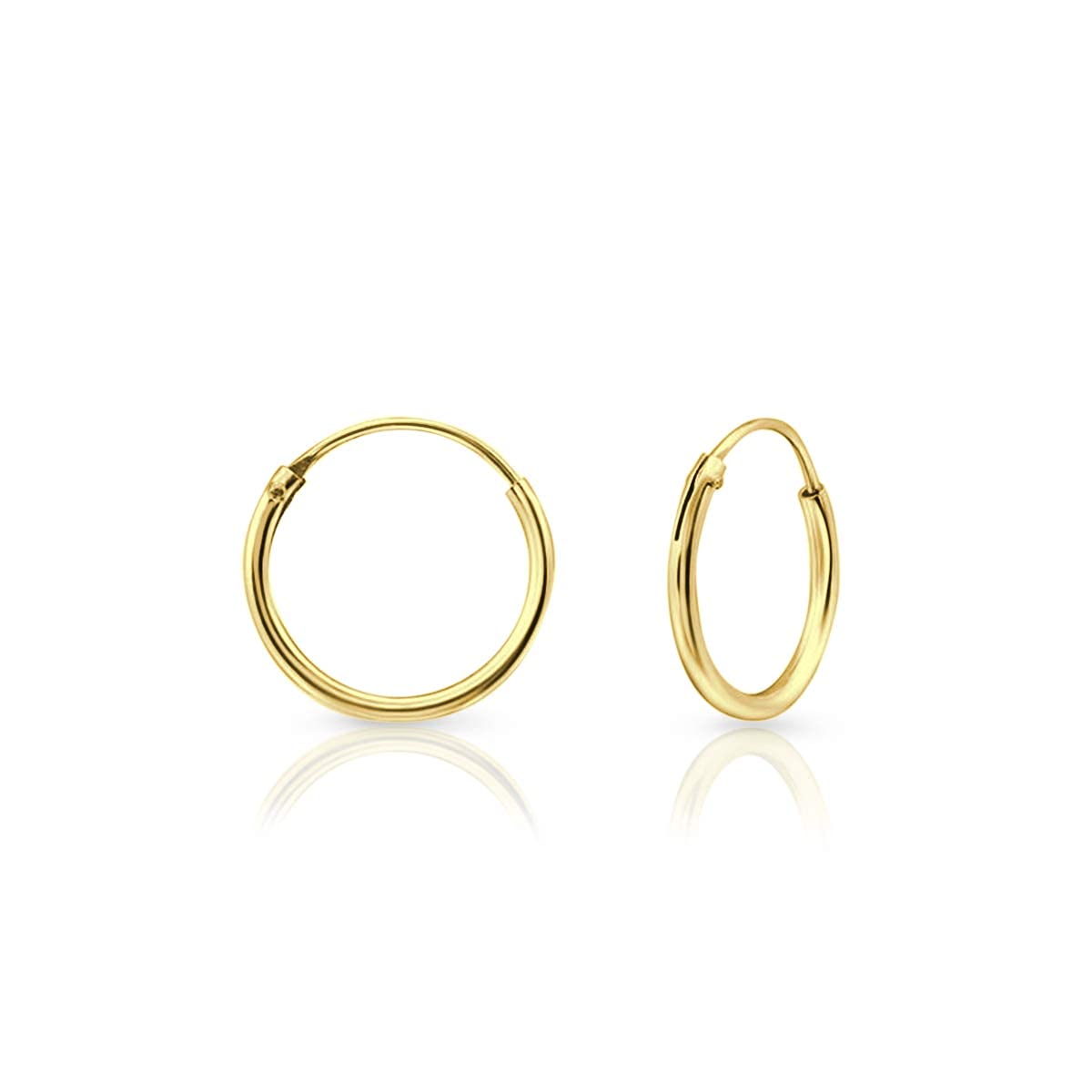 24K Gold Plated 925 Sterling Silver Small Hoops 12 mm - Gold Plated Earrings for Women and Mens - Men Hoop Earrings for Cartilage, Helix, Nose - Hypoallergenic, Unisex Tiny Hoops - Thick 1.5 mm