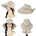Beautyer Womens Sun Hat Summer Flap Cover Cap Cotton Anti-UV UPF 50+ Sun Shade Hat With Bow Wide Brim Adjustable Hat