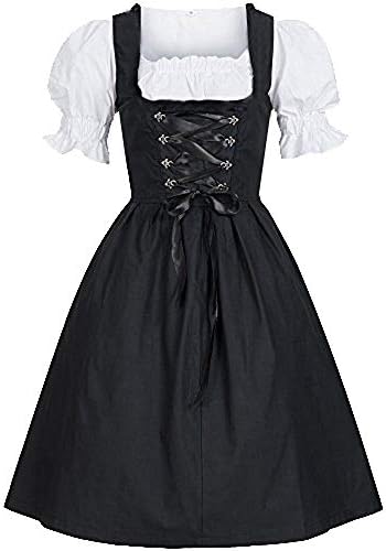 Dirndl Dress for Women Ladies Traditional Bavarian Costume Dress Fancy Dress Apron Dresses for Oktoberfest Halloween Carnival