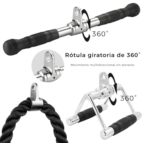 PERFECTOP Accesorios de Polea de Cable para Ejercicio en Casa,Combo de Accesorios para Poleas de Gym, Agarres y Equipos de Gimnasio,Mango en V