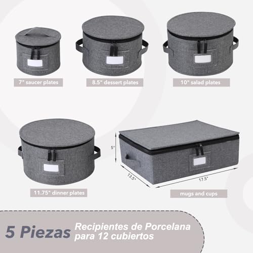 Gugxiom 5 Piece Hard Shell Dish Organizer, Organizador de vajilla para Transporte Moving Party, Almacenamiento de Porcelana para Guardar Platos de Cena, Platos de Ensalada, Tazas