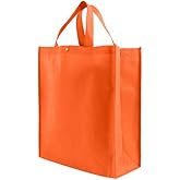 Simply Green Solutions - Reusable Grocery Bags, Durable Large Tote Bags, Shopping Bags for Groceries, Utility Tote, Reusable Gift Bags With Handles, 14 x 16.5 x 6, Pack of 10, Orange