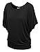 LL WT742 Womens Boat Neck Short Sleeve Dolman Drape Top XXXL Black