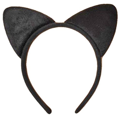 Black Soft Fabric Cat Ears Alice Hair Band Headband Fancy Dress by Pritties Accessories