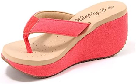 YINHAN Women's Wedge Beach Flip-flops Watermelon Red 36