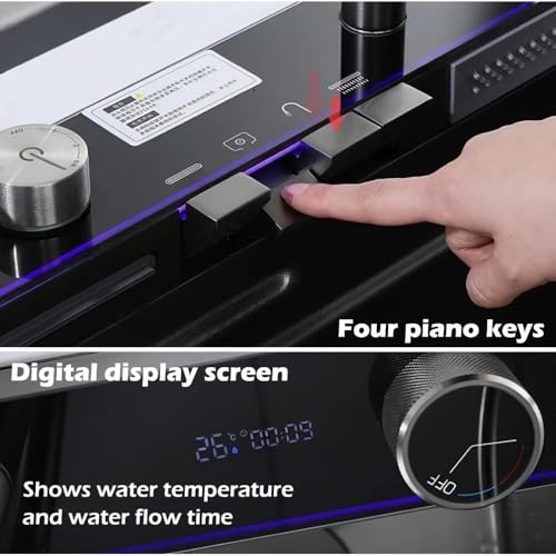 4 Water Outlet Modes Waterfall Kitchen LED Sink with Multifunctional Digital Display Faucet - Durable Stainless Steel Single Bowl Workstation Sink(Size: 80 * 45 * 22cm)