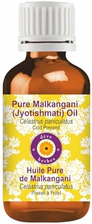 Deve Herbes Reines Malkangani (Jyotishmati) Öl – Kaltgepresst, 30 Ml In Braunglas Mit Tropfer, Für Haut & Haare
