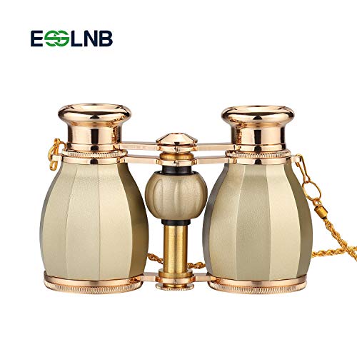 ESSLNB Opera Glasses Binoculars for Women Adults 4X30mm Theater Glasses Compact Binoculars for Theater and Concerts Antique Binoculars with Case Removable Chain Gold