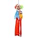 Halloween Haunters 3 Foot Hanging Circus Clown Head with Flashing Red LED Light Up Eyes Prop Decoration - Scary Menacing Ghoul Smile with Neon Red and Green Hair - Fun Entryway Display