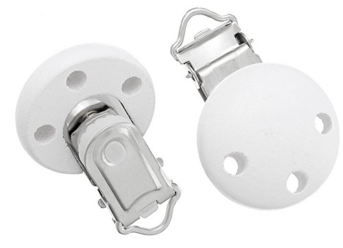 Ocharzy Pacifier Clip Wooden Clip Teething Beads Suspender Clips (15 Pack White) - Thumbnail 2