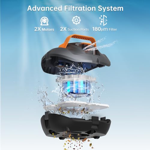 (2026 Upgrade) CoasTeering Pool Vacuum Robot, 120-Min Runtime, Powerful Dual-Motor, Adjustable Cleaning Path, Cordless Robotic Pool Cleaner Robot for Above Ground Pool and Flat Pools Up to 850 Sq.ft