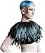 L'VOW Fashion Feather Cape Stole Black Shawl Iridescent