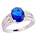 Psiroy 925 Sterling Silver Plated Oval Shaped Simulated Blue Sapphire Ring Size 7