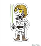 Star Wars Inspired Luke Skywalker Calavera Die Cut Clear Vinyl Sticker Sugar Skull - Day of the Dead - Weather Proof Decal
