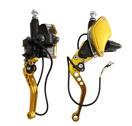1 Pair 50-300CC Master Cylinder Reservoir Hydraulic Clutch Brake Levers Fits 7/8" Universal (Gold) - Thumbnail 3