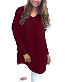 StyleDome Women's Tops Long Sleeve Blouse Sexy V Neck Casual Loose Solid Pullover Shirt