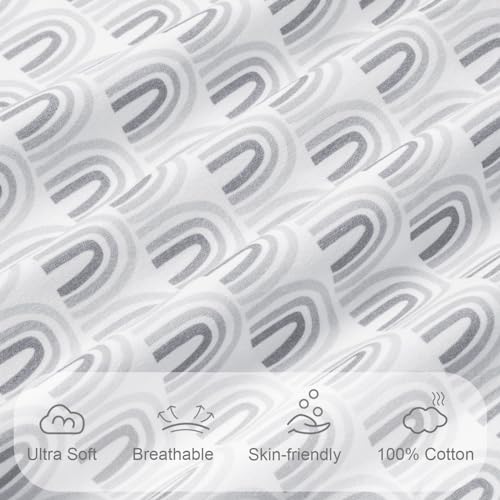 HQ-QILI BABY SLEEP SACK, 100% COTTON SUPER SOFT BREATHABLE SUMMER SLEEVELESS WEARABLE BLANKET, SLEEVELESS SLEEPING BAG FOR BOYS AND GIRLS, 0.5 TOG, 6-12 MONTHS, GREY RAINBOW