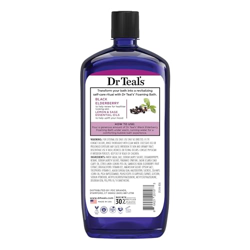 DR TEAL’S FOAMING BATH WITH PURE EPSOM SALT, BLACK ELDERBERRY WITH VITAMIN D, 34 FL OZ (PACK OF 2)