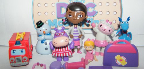 Disney Doc McStuffins Deluxe Mini Figure Set Toy Playset of 12 with Doc, Lambie, Stuffy, Chilly, Heart Diary, Medical Bag with Stethescope, Fire Truck, Doll and More!