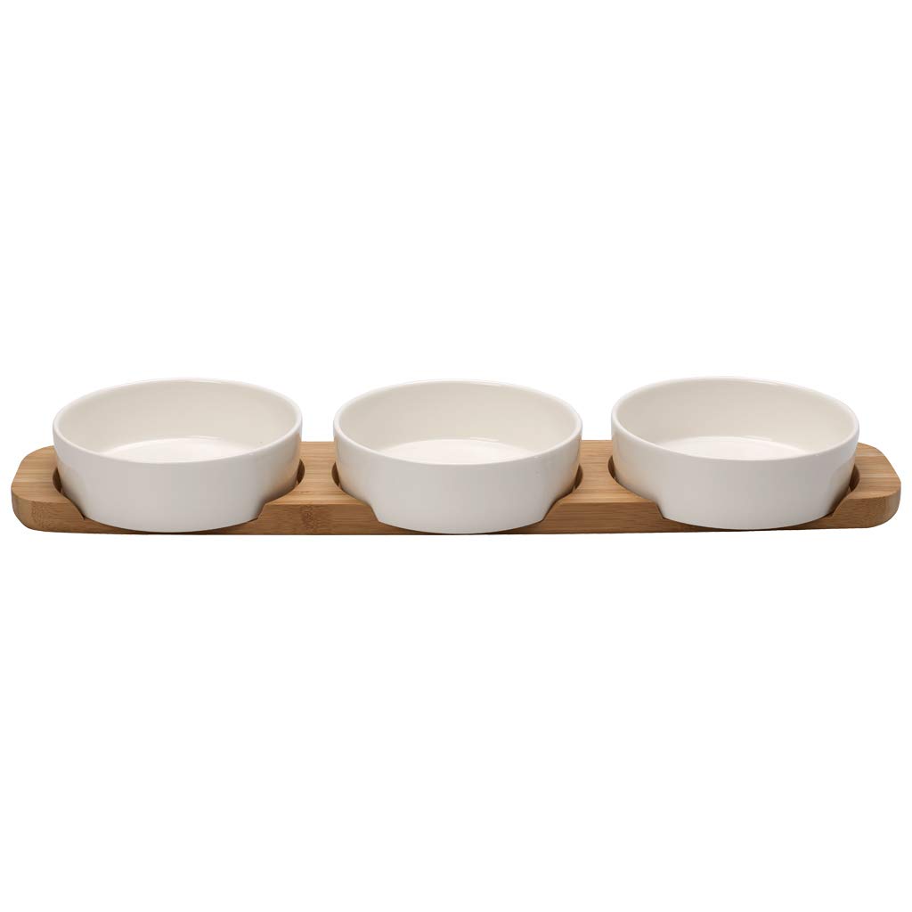Villeroy & Boch Pizza Passion Toppings Plate, 4 pieces, Premium Porcelain/Bamboo