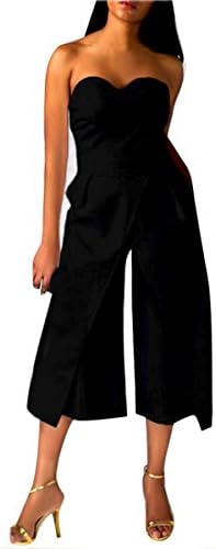 TAORE Women Elegant Clubwear Romper Bodycon Party Sleeveless Jumpsuit Trousers (XL, Black)