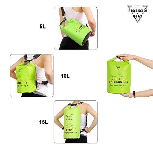 Forbidden Road 5L 10L 15L Waterproof Dry Bag (8 Colors) Dry Sack Roll Top Dry Compression Sack Keeps Gear Dry for Kayaking Boating Camping Canoeing Fishing Skiing Snowboarding (Green, 20L) - Thumbnail 7