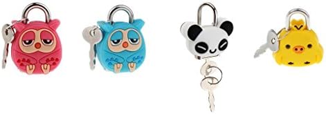 Fityle 4 Set Cute Animal Cartoon Metal Pad Lock With Key Safety