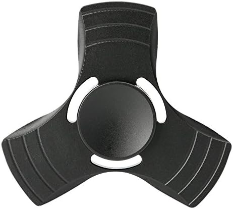 Tri-Fidget Hand Finger Spinner Metal Toy Time Killer for ADD, ADHD, Anxiety, and Autism Adult Children (Black-Aluminum)