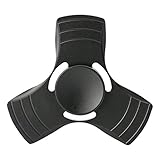 Tri-Fidget Hand Finger Spinner Metal Toy Time Killer for ADD, ADHD, Anxiety, and Autism Adult Children (Black-Aluminum)