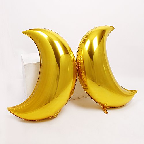 ZOOYOO 36" Moon Foil Mylar Balloon - 10pcs Balloons For Birthday Party & Wedding Decoration (Gold) - Thumbnail 3