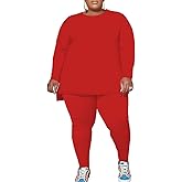 PINSV Women's Plus Size 2 Piece Outfits Sweatsuits Tracksuit Loungewear Sets