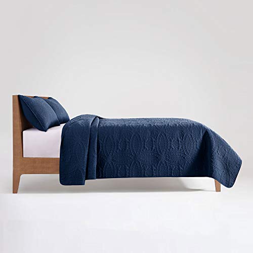 VEEYOO Bedspread Quilt Set King/Cal King Size - Soft Microfiber Lightweight Coverlet Quilt Set for All Season, Quilt Set 3 Piece (1 Quilt, 2 Pillow Shams), Blue - Thumbnail 4