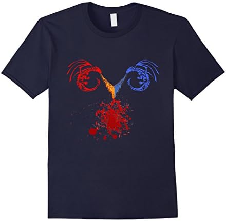 Mens Epic Red Dragon Fire vs. Blue Dragon Fire Blood T-shirt XL Navy