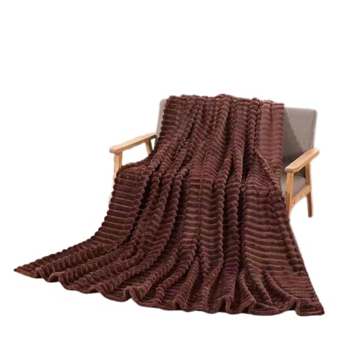 Fleece Brushed Throw Blanket Perfect Sofa Bed, breathable Lightweight Soft Warm Couch Throw, Super Soft Cozy Blanket (200x230 cm, Brown)