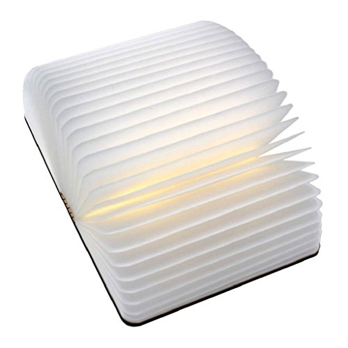 Signstek Wooden Foldable LED Book Style Creative Night Light Desk Table Wall Lamp Droplight, USB Rechargeable, White