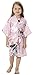 JOYTTON Girls' Satin Kimono Peacock Flower Robe for Spa Party Wedding Birthday