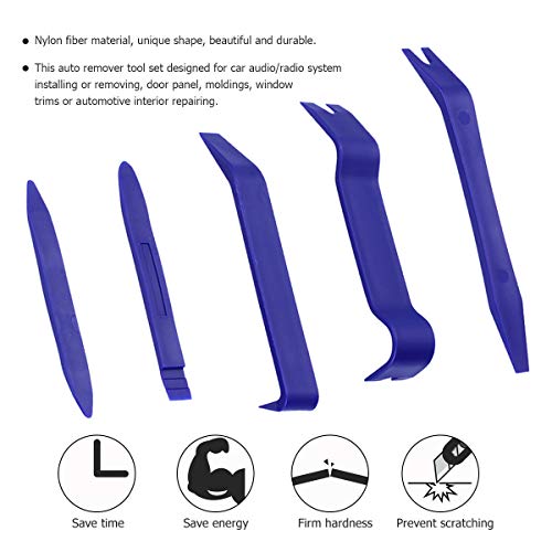 Manelord Trim Removal Tool - 5Pcs Trim Removal Tool Set, Auto Body Kit for Car Clips Removal, Dashboard Removal and Car Door Panel Trim Removal