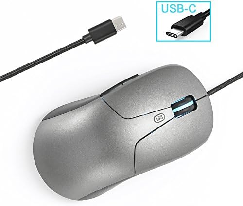 PHILWIN USB C Mouse, Wired USB-C Mouse with 4 Levels Adjustable DPI setting, USB Type C Mouse for Macbook, Macbook Pro 2016/2017, Laptop, Chromebook, or PC, with USB-C Port Game Mice (G10)