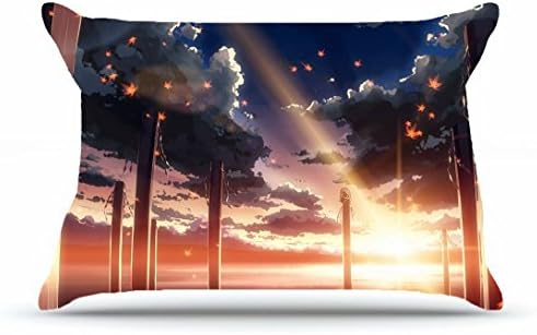 Huahs Queen Pillowcase Size 20 x 30 Inches Cotton Pillowcases Decorative Pillow Cover Case with Hidden Zipper Decor Cushion Covers - Nature Clouds water sunset clouds landscapes touhou leaves goddess