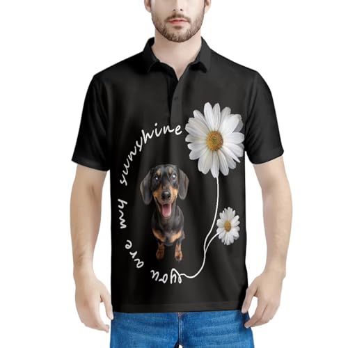 HUGS IDEA Daisy Dachshund Print Short Sleeve Shirts