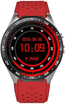Kassica 3G Waterproof Bluetooth Smart Watch with Heart Rate Monitor Weather Pedometer Sports Wifi GPS Fitness Tracker Smart Bracelet for IOS Android (Red Band +Silver)